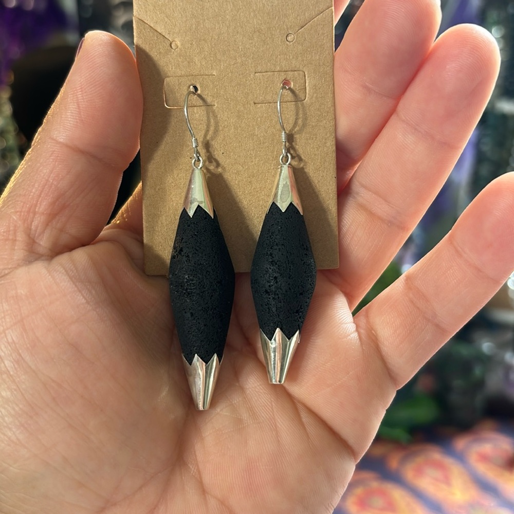 Lava Stone, sterling silver .925 earrings